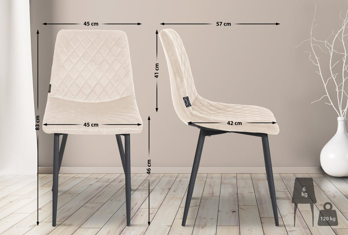 Set van 4 stoelen Telde Fluweel creme creme