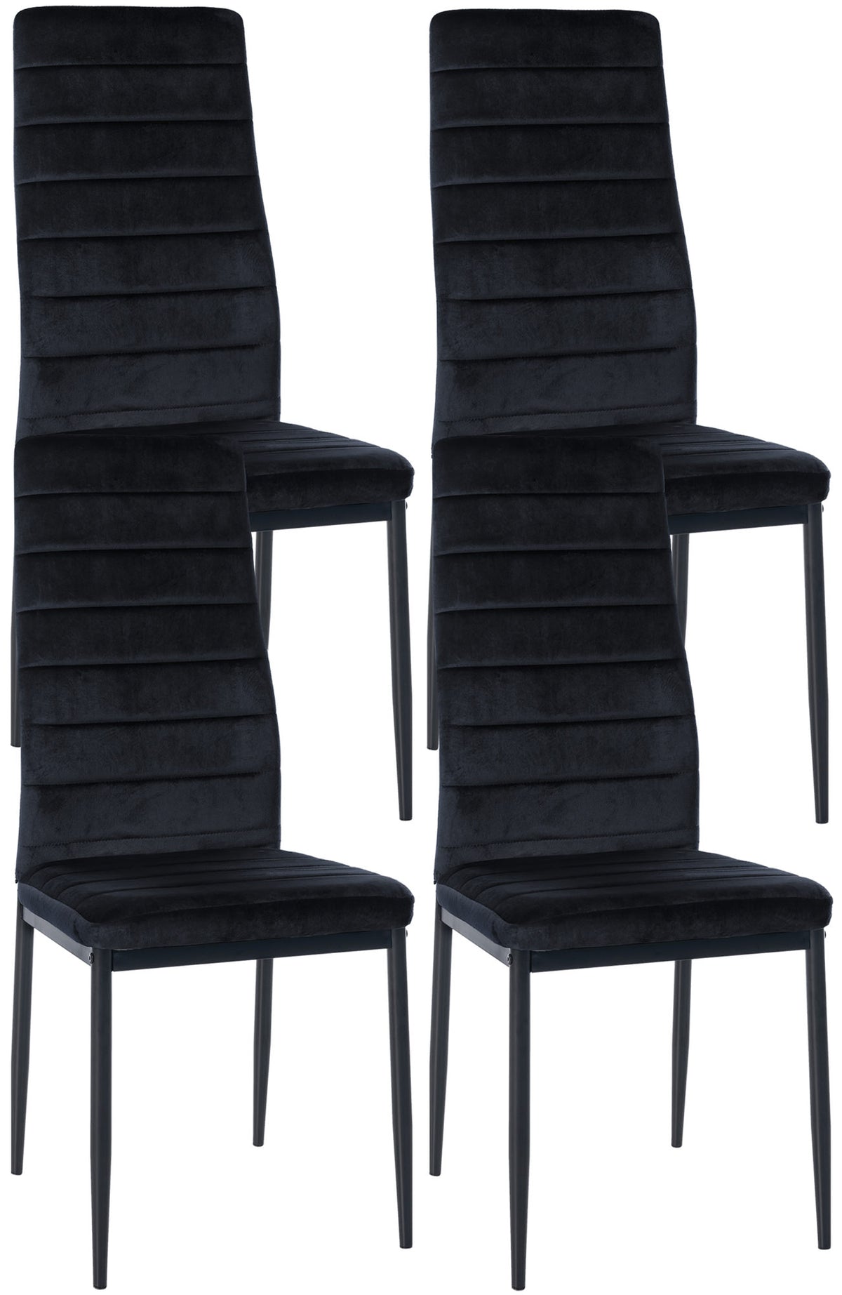 Set van 4 eetkamerstoelen Mayfair zwart,Fluweel schwarz
