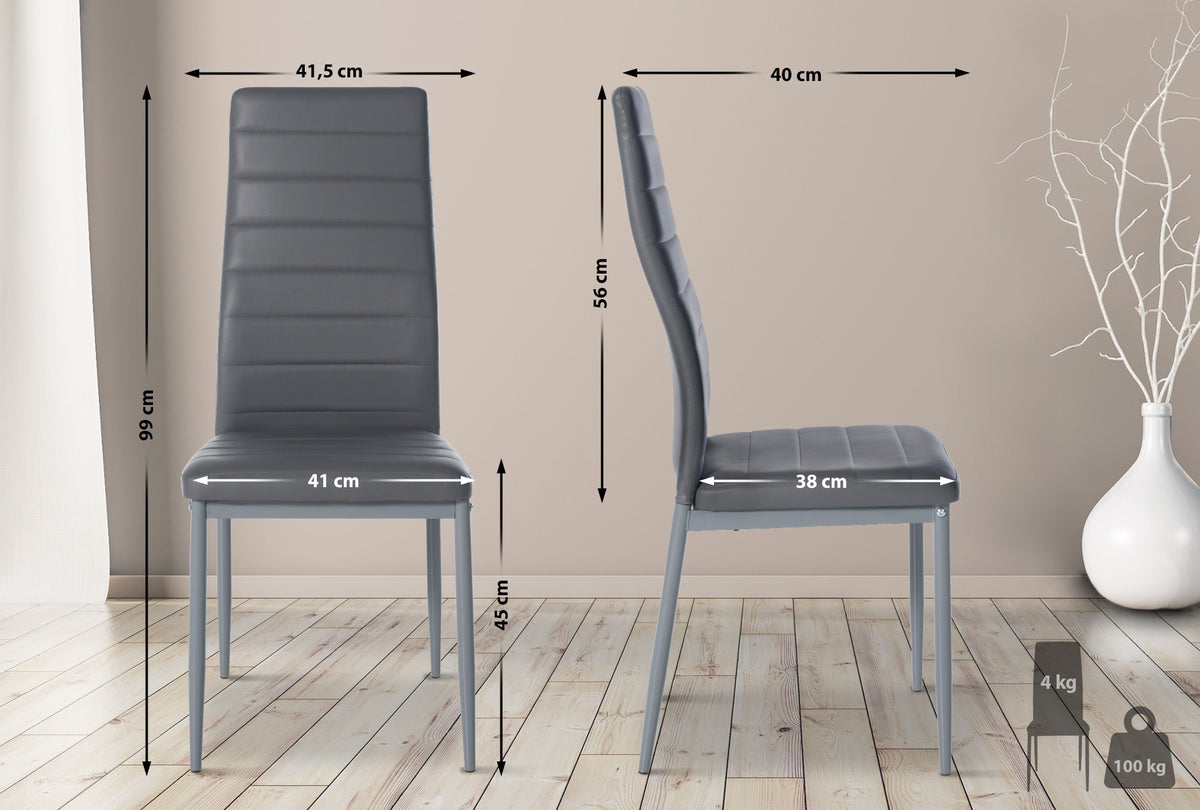 Set van 6 eetkamerstoelen Mayfair grijs,Kunstleer grau