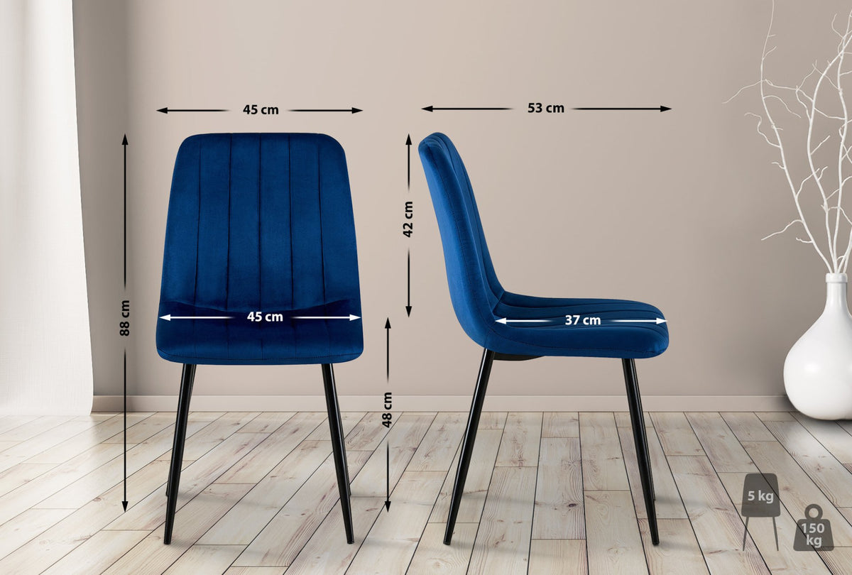 Eetkamerstoel Dijon Fluweel,blauw blau