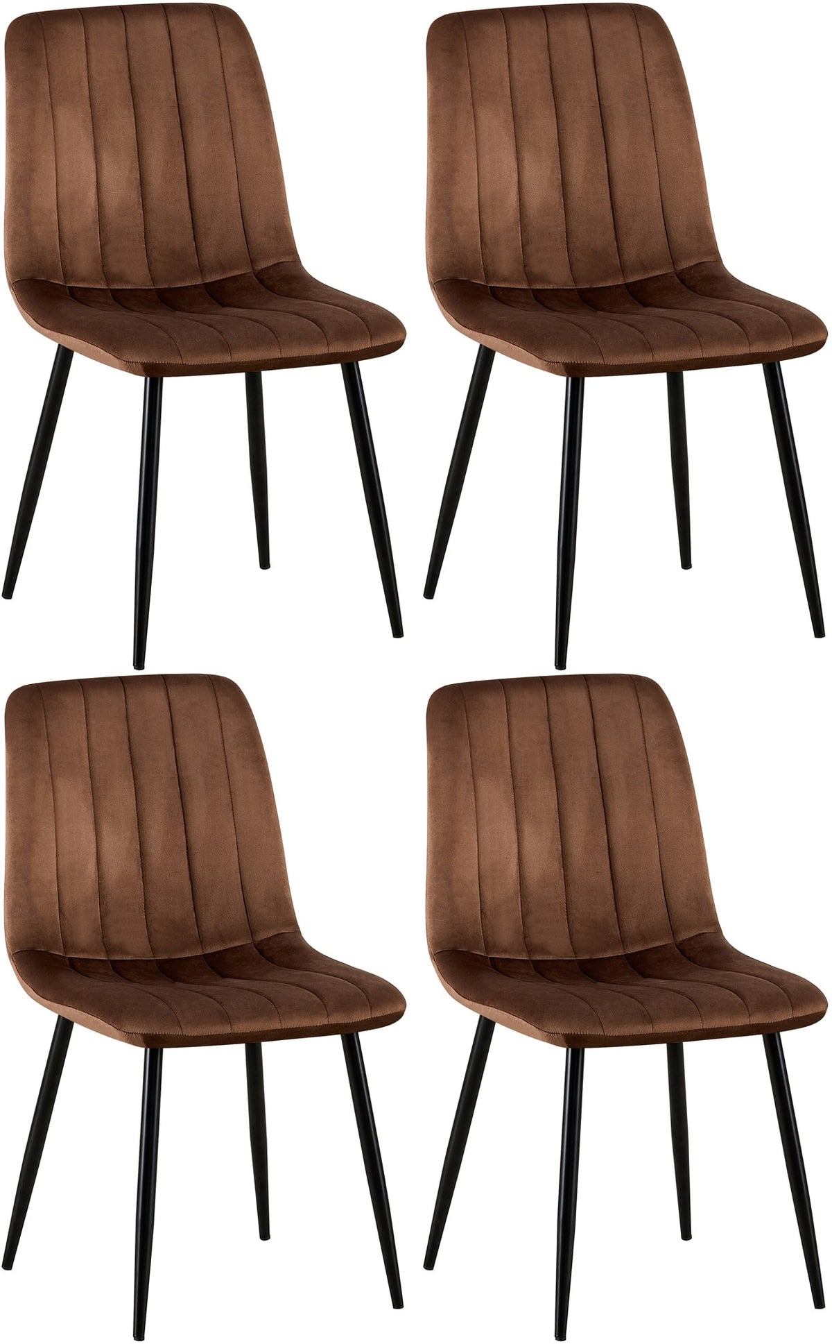 Set van 4 Dijon Eetkamerstoelen bruin,Fluweel braun
