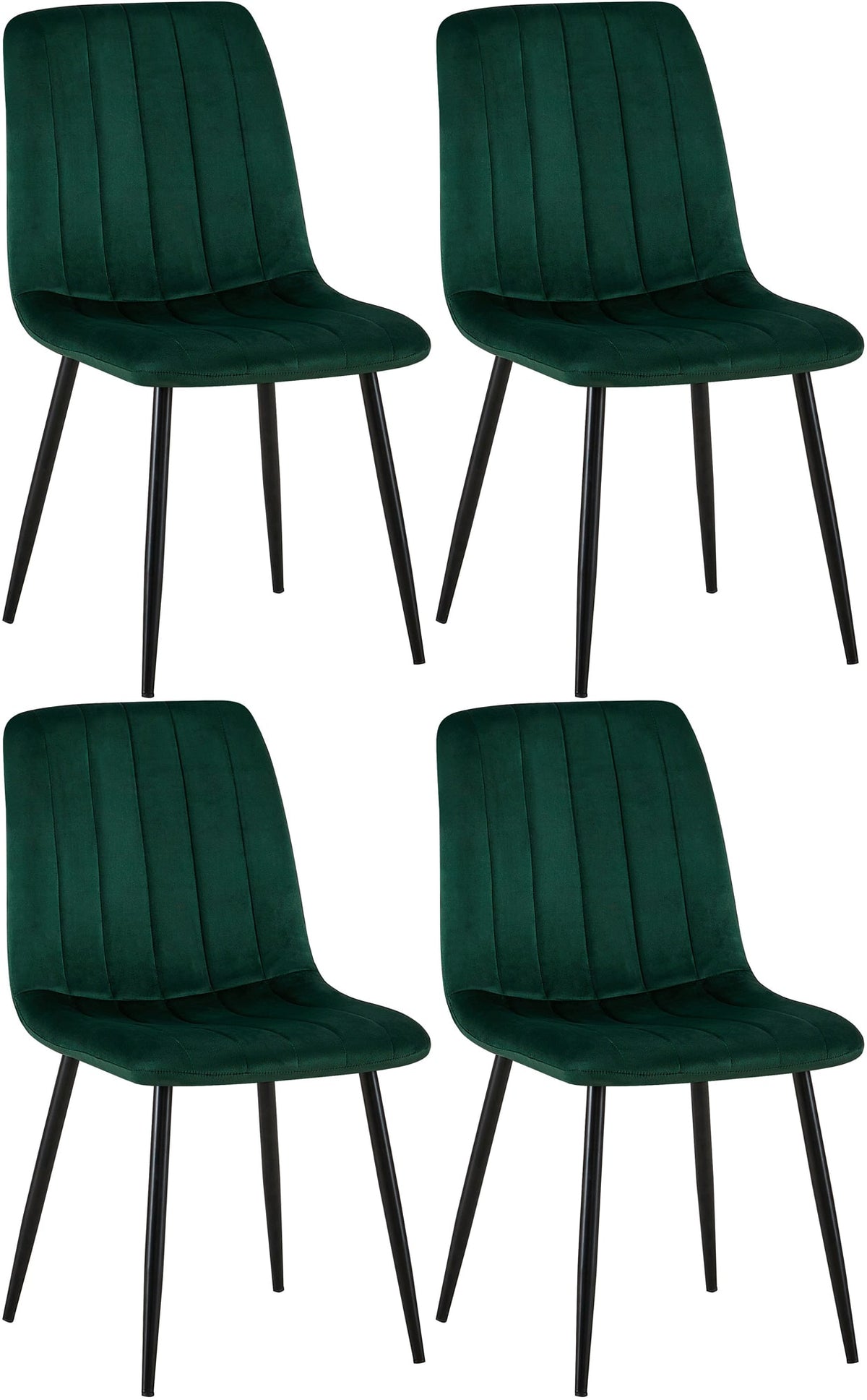 Set van 4 Dijon Eetkamerstoelen groen,Fluweel grün