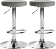 Set van 2 barkrukken Ponte fluweel grijs,Metaal in chroomoptiek grau
