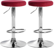 Set van 2 barkrukken Ponte fluweel rood,Metaal in chroomoptiek rot