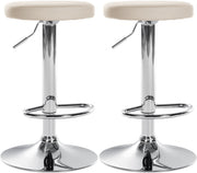 Set van 2 barkrukken Ponte kunstleer creme,Metaal in chroomoptiek creme