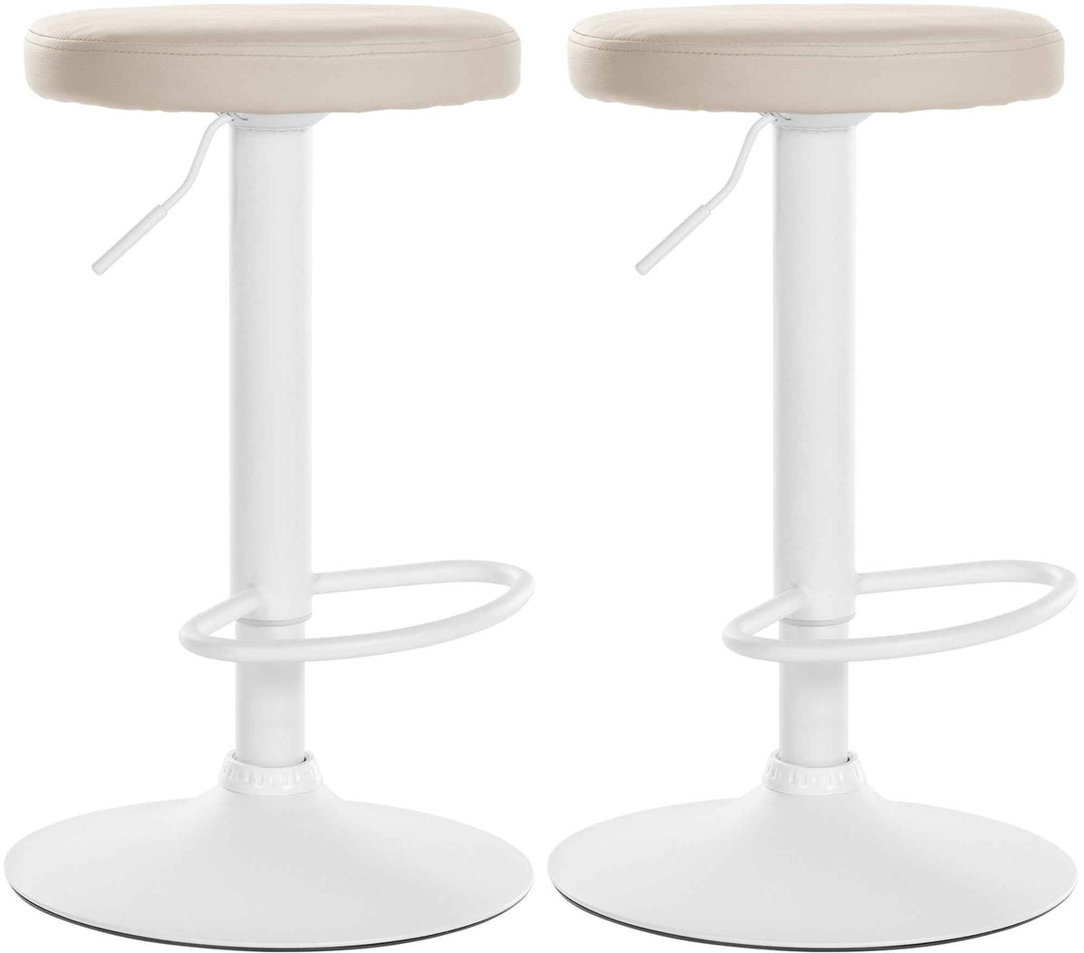 Set van 2 barkrukken Ponte kunstleer creme,Metaal mat wit creme