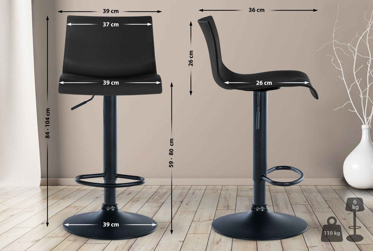 2er Set Barhocker Branford Kunststoff schwarz