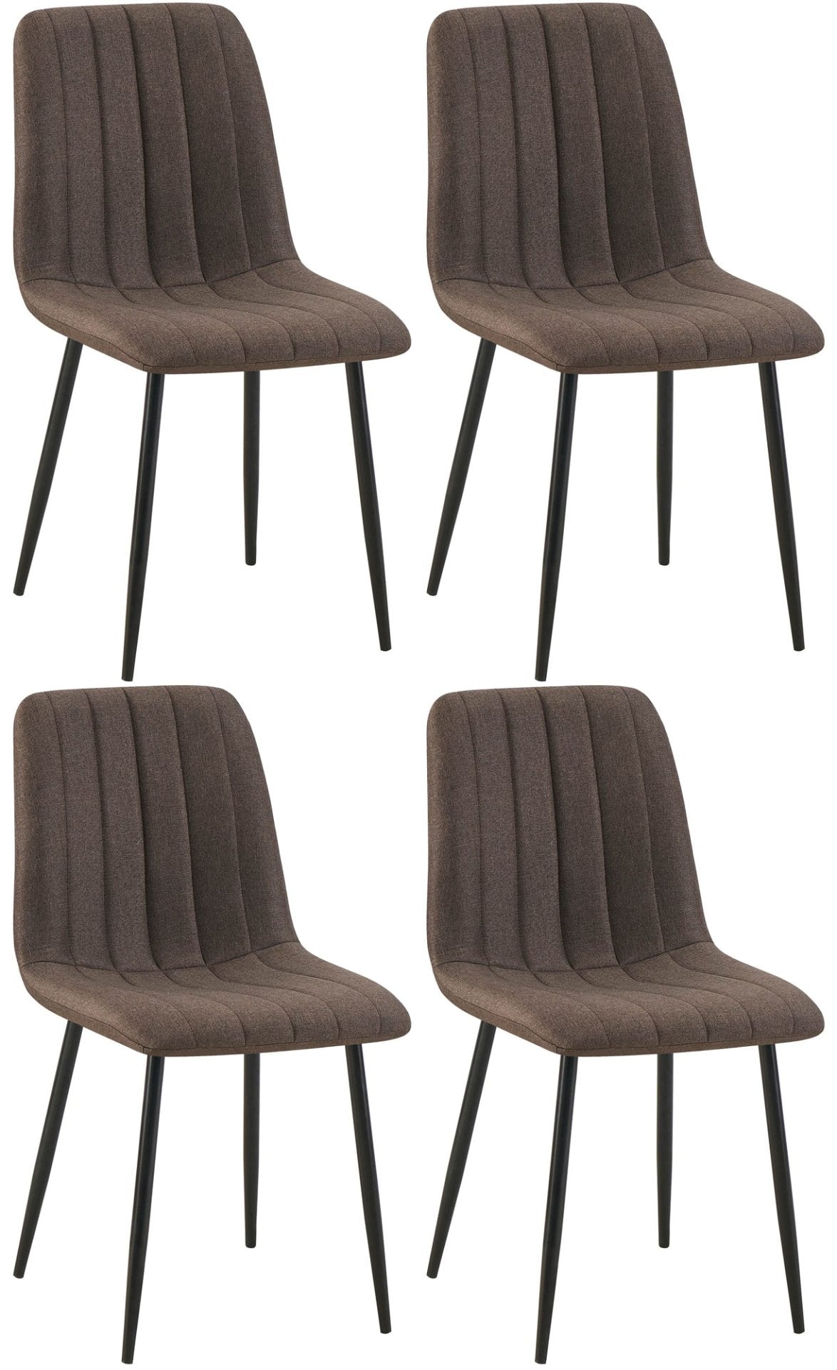 Set van 4 Dijon Eetkamerstoelen bruin,Stof braun