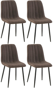 Set van 4 Dijon Eetkamerstoelen bruin,Stof braun