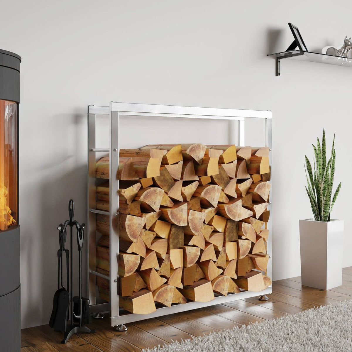 Houtopslag Keri V2 RVS roestvrij staal,25x100x100 cm edelstahl