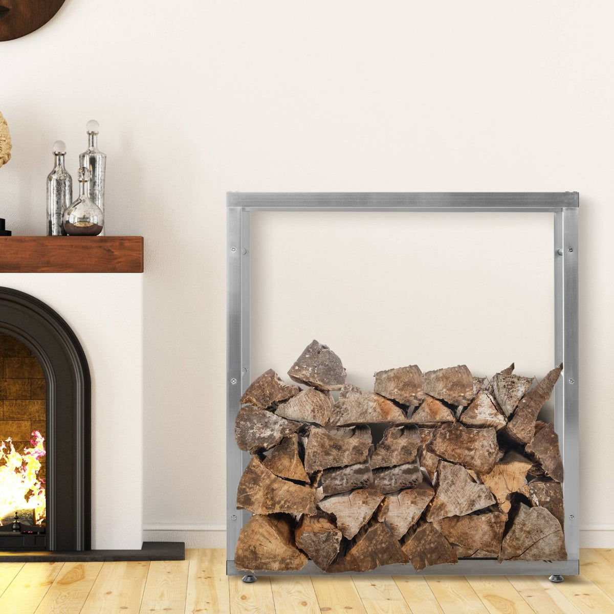 Houtopslag Keri V2 RVS roestvrij staal,25x100x100 cm edelstahl