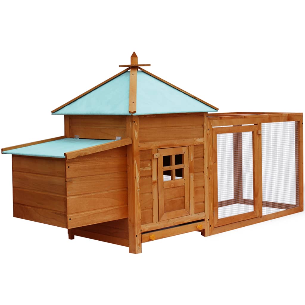 vidaXL Kippenhok met nestkast 190x72x102 massief vurenhout mokkakleur - Aashly