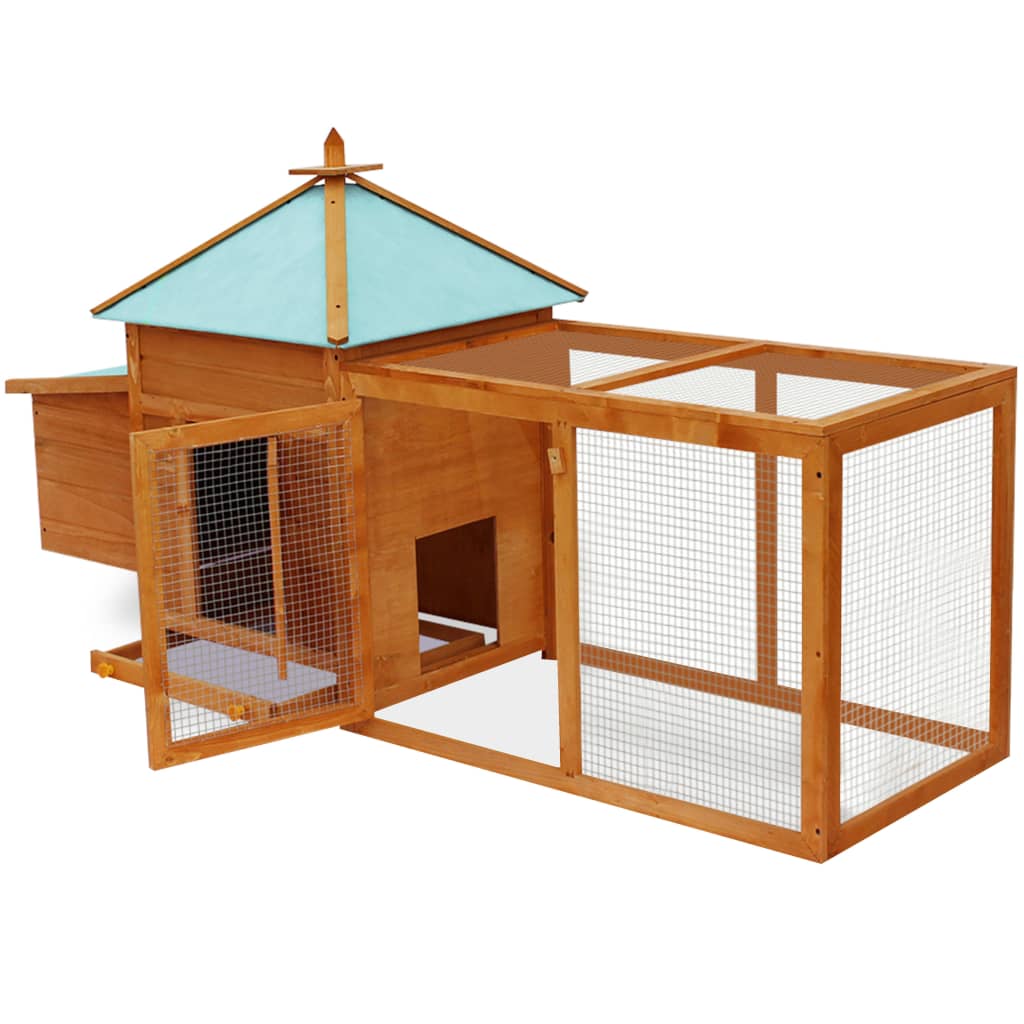 vidaXL Kippenhok met nestkast 190x72x102 massief vurenhout mokkakleur - Aashly