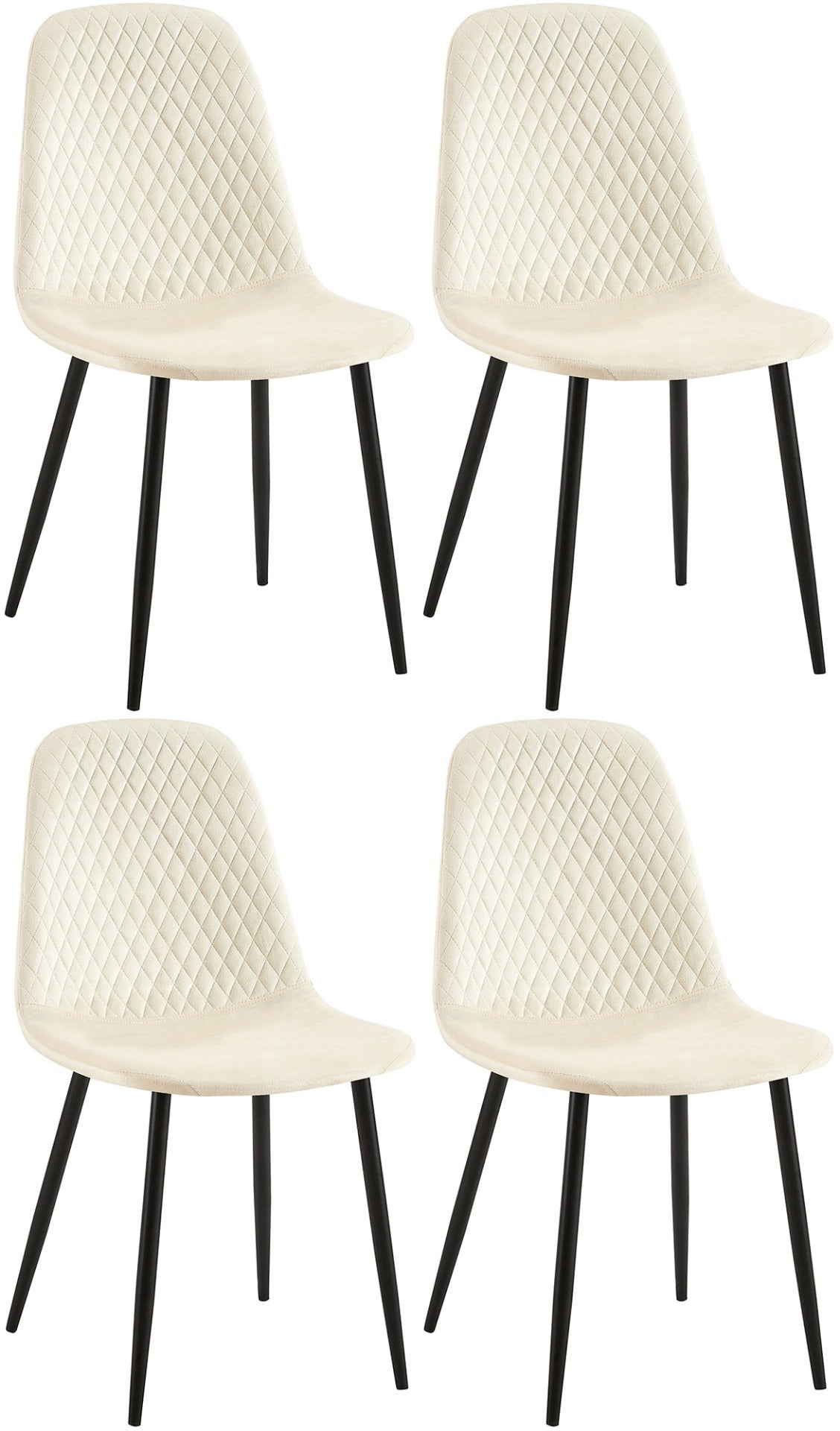 Set van 4 eetkamerstoelen Giverny creme,Fluweel creme