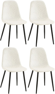 Set van 4 eetkamerstoelen Giverny cremewit,Fluweel cremeweiß