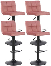Set van 4 barkrukken Feni fluweel roze pink