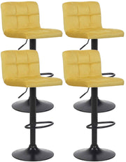 Set van 4 barkrukken Feni fluweel geel gelb