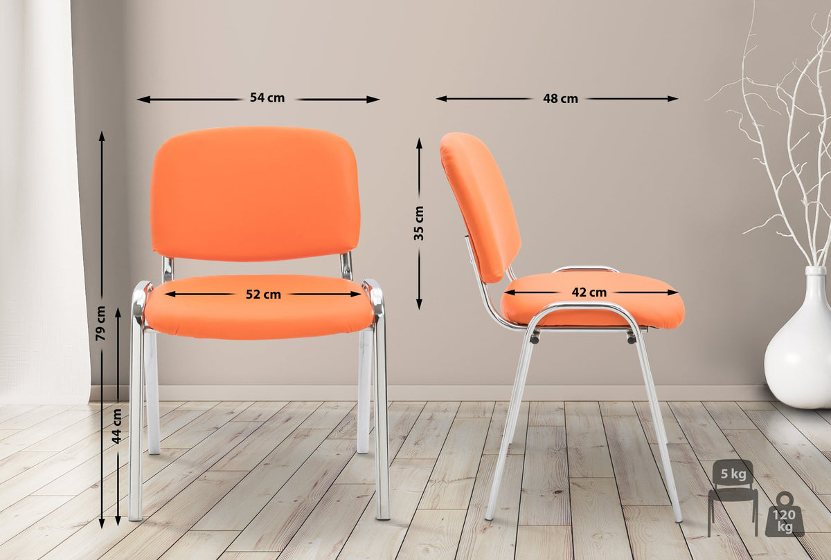 Eetkamerstoel Ken Chroomoptiek, Kunstleer oranje orange