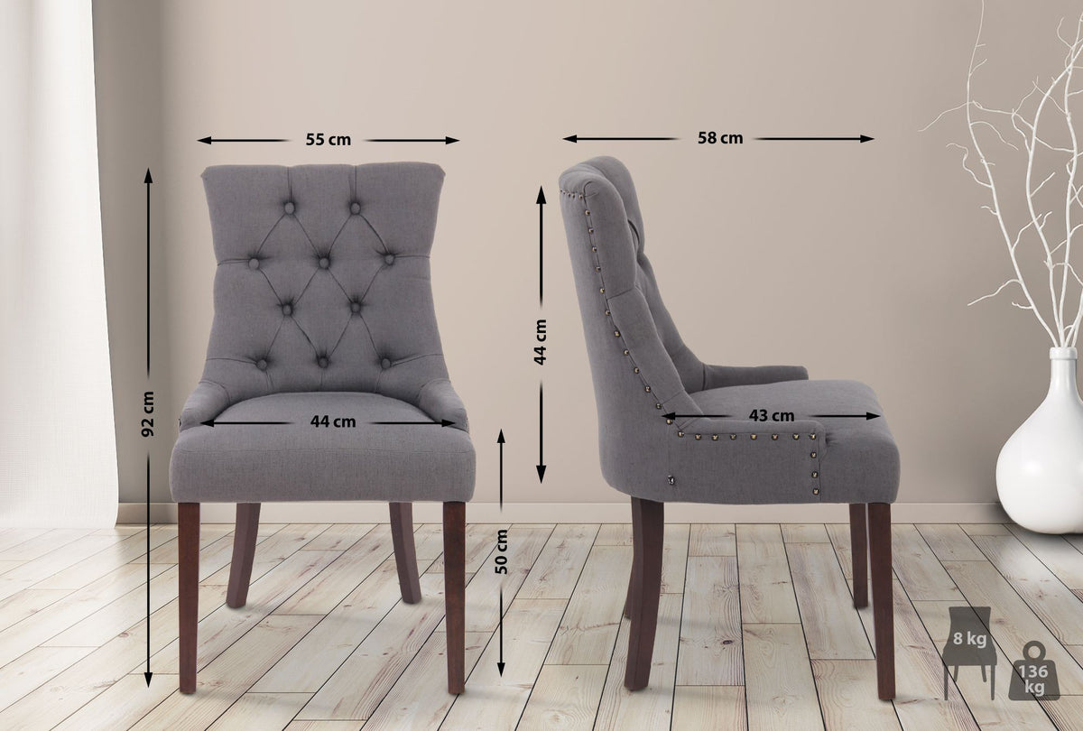 Set van 2 eetkamerstoelen Aberdeen antiek,donkergrijs dunkelgrau