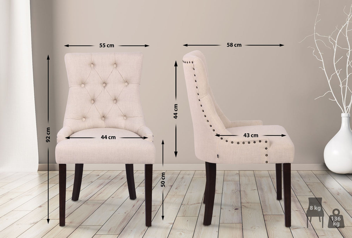Set van 2 eetkamerstoelen Aberdeen antiek,creme creme