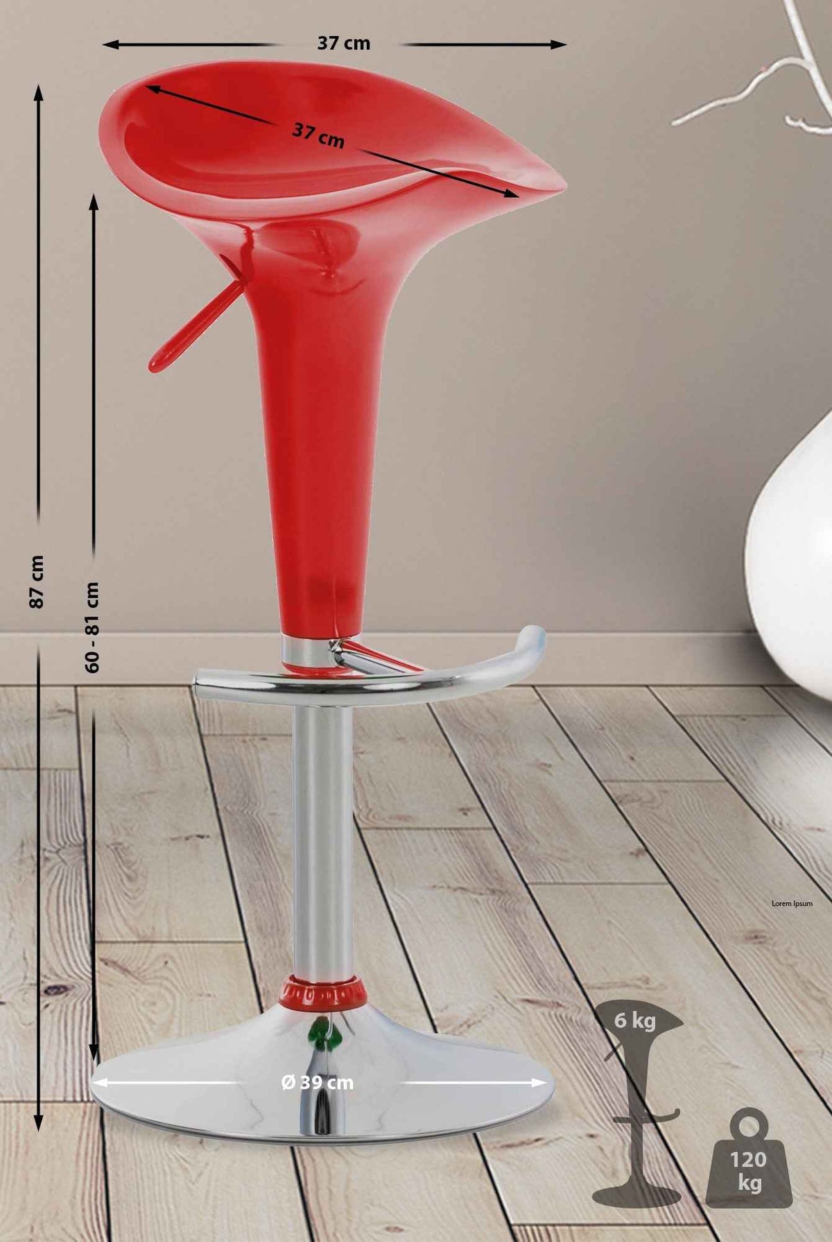 Barkruk Saddle rood rot