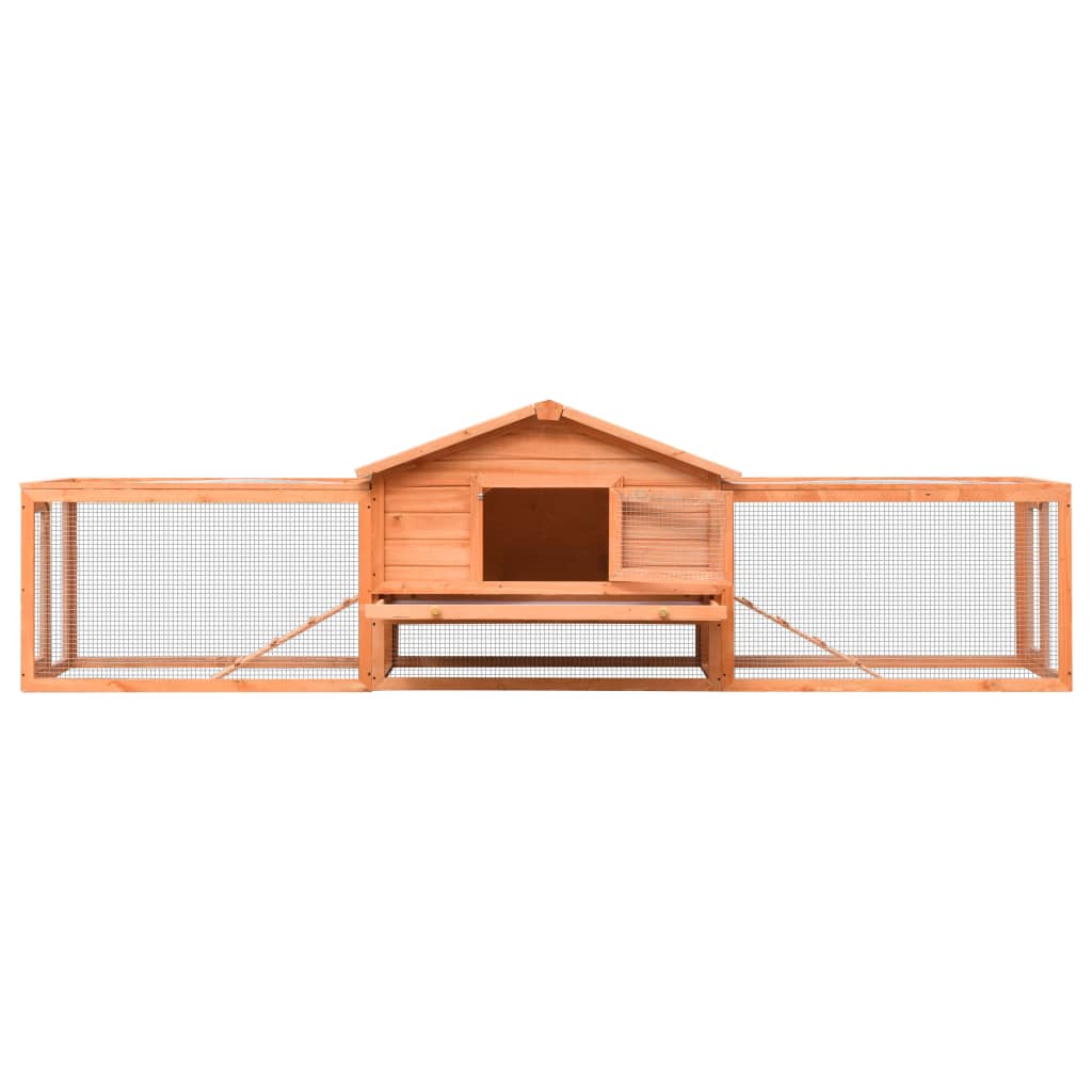 vidaXL Konijnenhok 310x70x87 cm massief grenen- en vurenhout grijs - Aashly