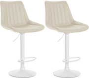 Set van 2 barkrukken Toni kunstleer creme,Metaal mat wit creme