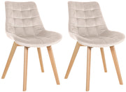 Set van 2 eetkamerstoelen Brook fluweel creme creme