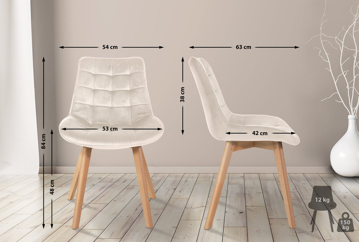 Set van 2 eetkamerstoelen Brook fluweel creme creme