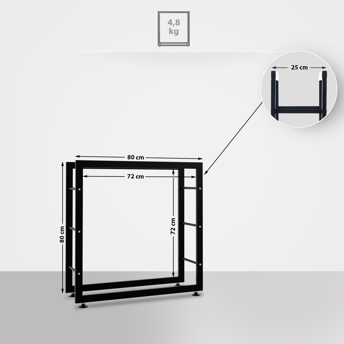 Brandhoutrek Keri zwart,25x80x80 cm schwarz