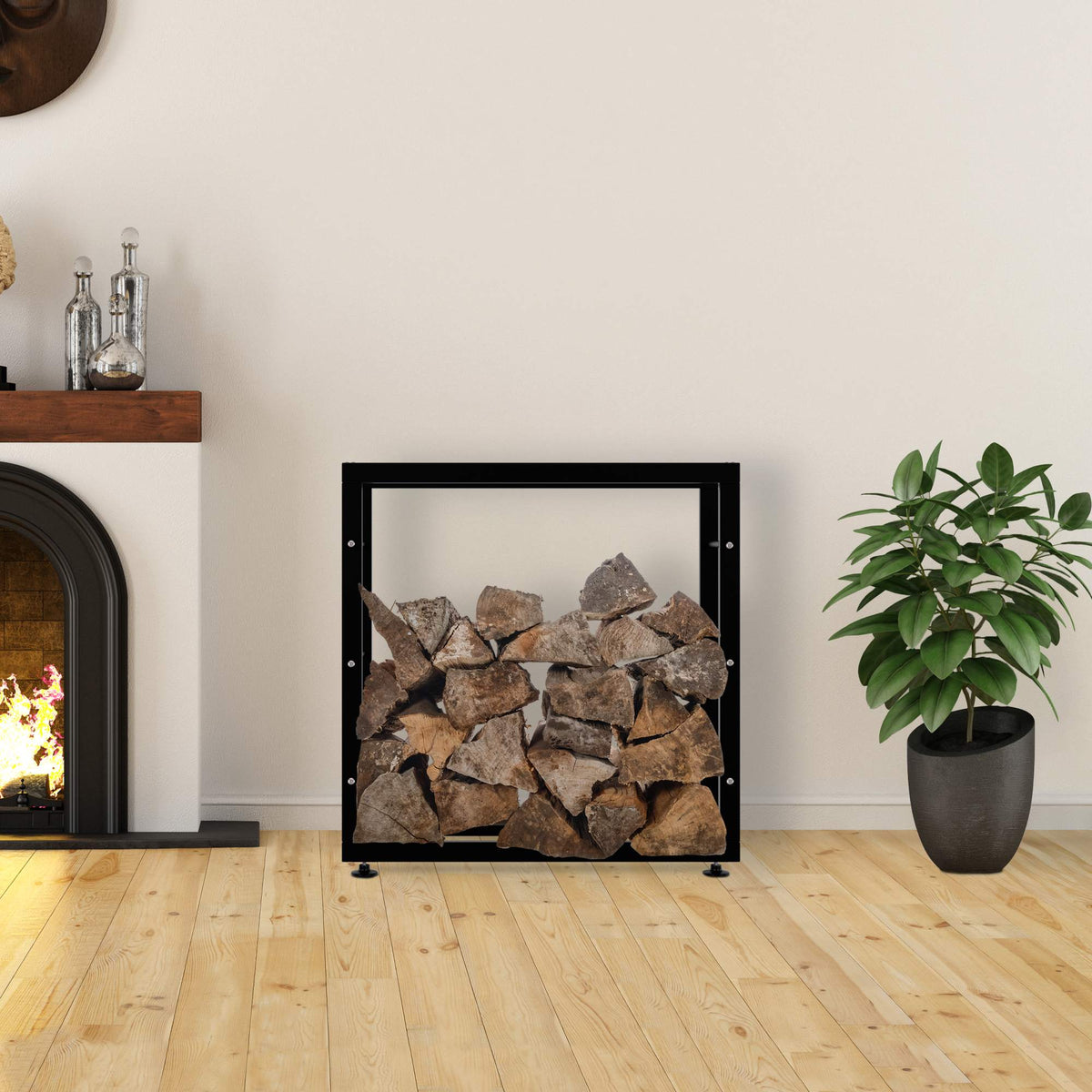 Brandhoutrek Keri zwart,25x80x80 cm schwarz