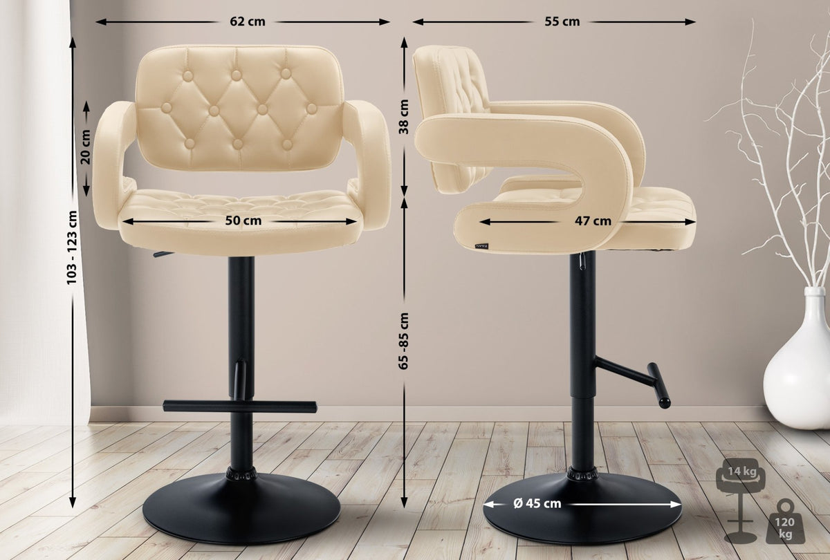 Barkruk Dublin creme,zwart creme