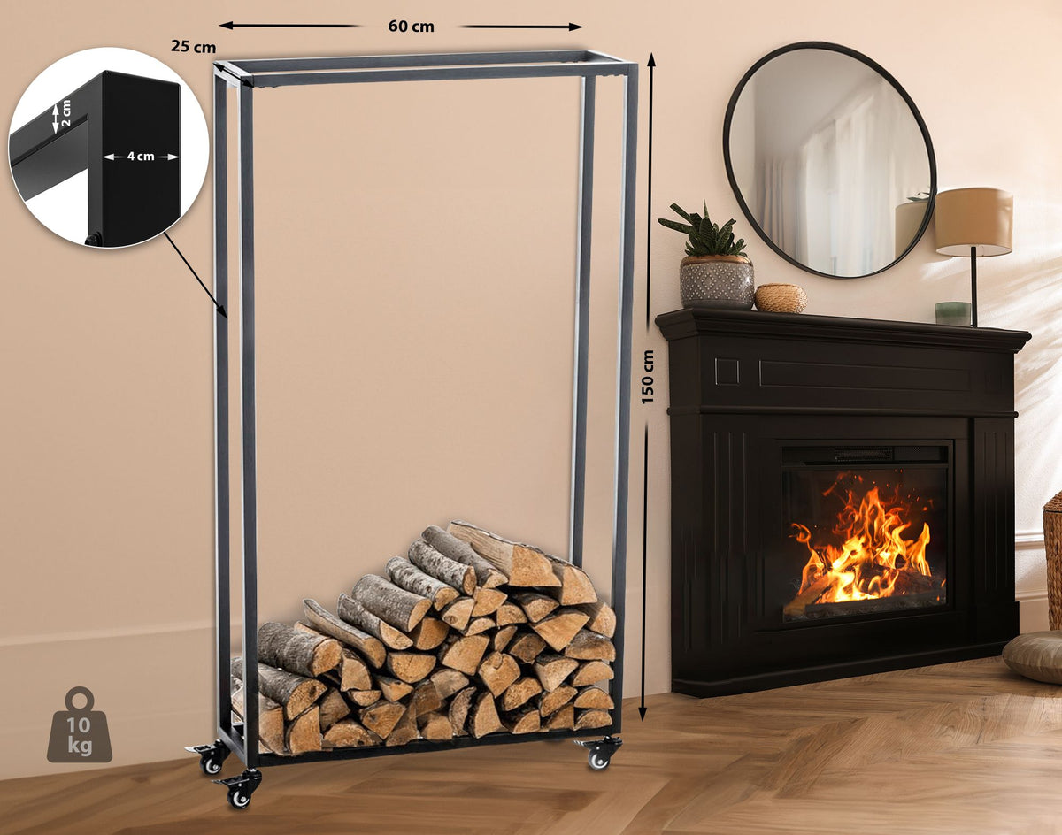 Brandhoutrek Hetta zwart,25x60x150 cm schwarz