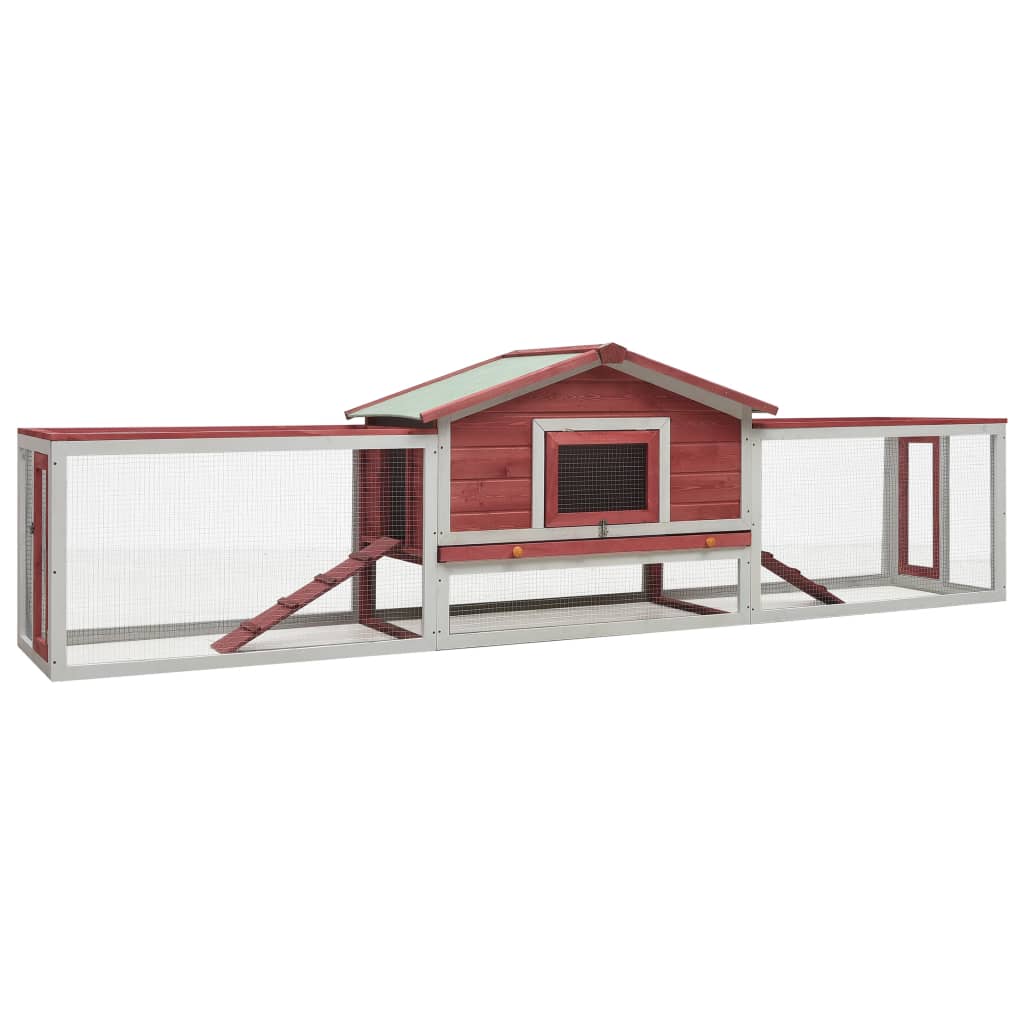 vidaXL Konijnenhok 310x70x87 cm massief grenen- en vurenhout grijs - Aashly