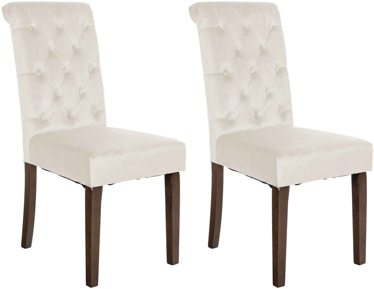 Set van 2 Lisburn eetkamerstoelen creme,Fluweel creme