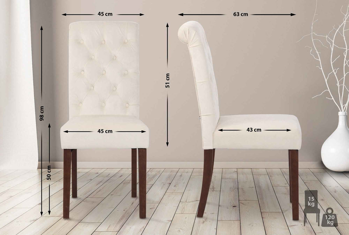 Set van 2 Lisburn eetkamerstoelen creme,Fluweel creme