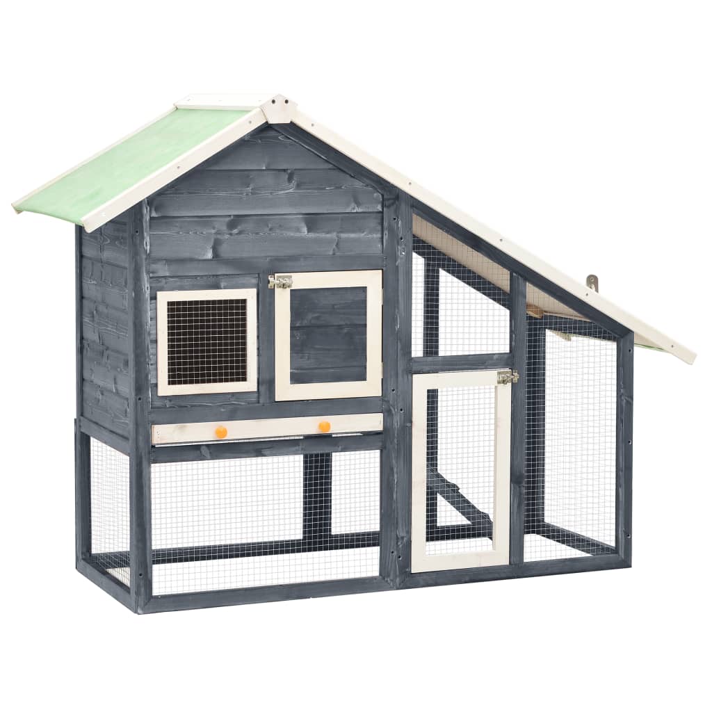 vidaXL Konijnenhok 140x63x120 cm massief vurenhout mokka en wit - Aashly