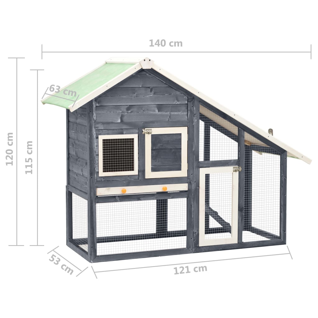 vidaXL Konijnenhok 140x63x120 cm massief vurenhout mokka en wit - Aashly