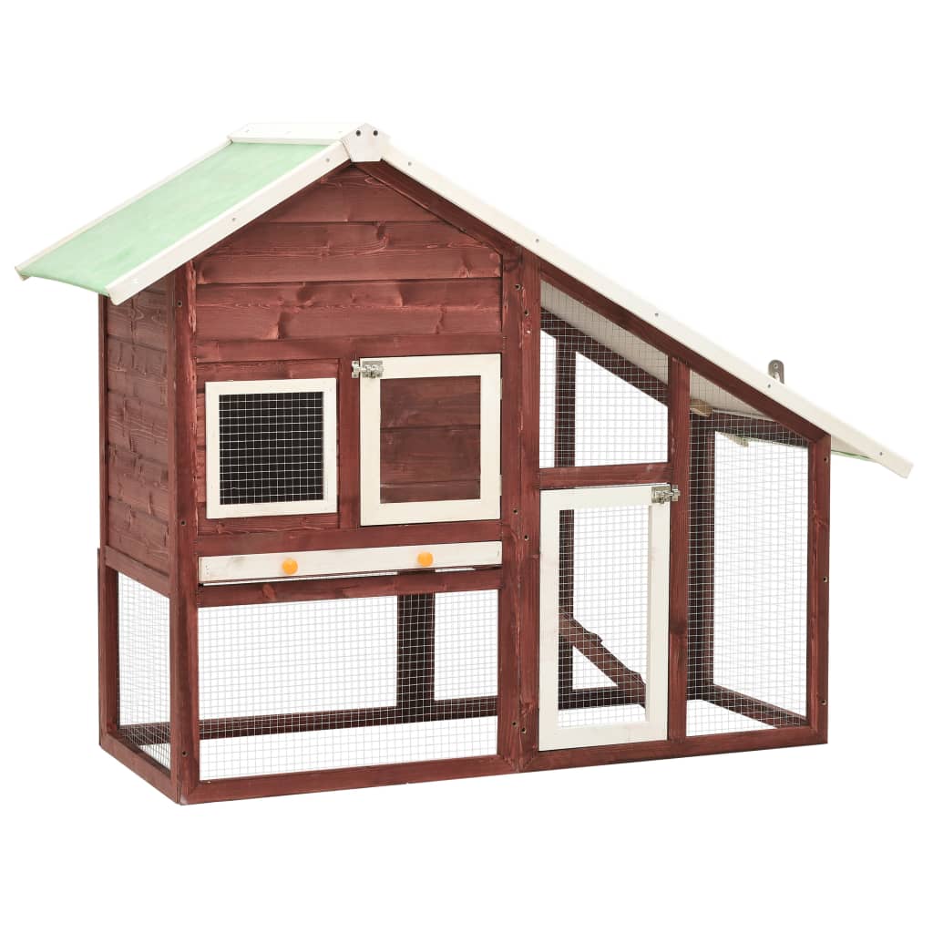 vidaXL Konijnenhok 140x63x120 cm massief vurenhout mokka en wit - Aashly