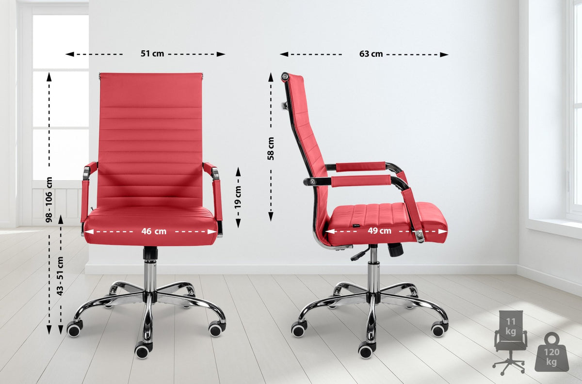 Bureaustoel Amadora kunstleer rood,Kunstleer rot