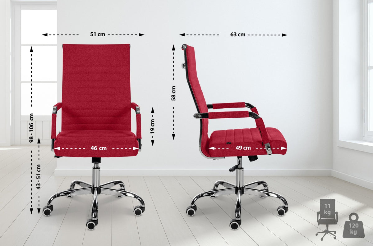 Bureaustoel Amadora kunstleer rood,Stof rot