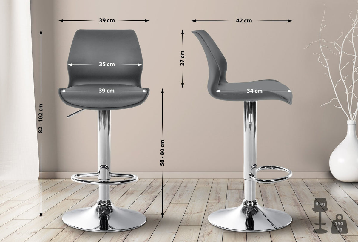 Set van 2 barkrukken Gilbert grijs,Kunststof grau