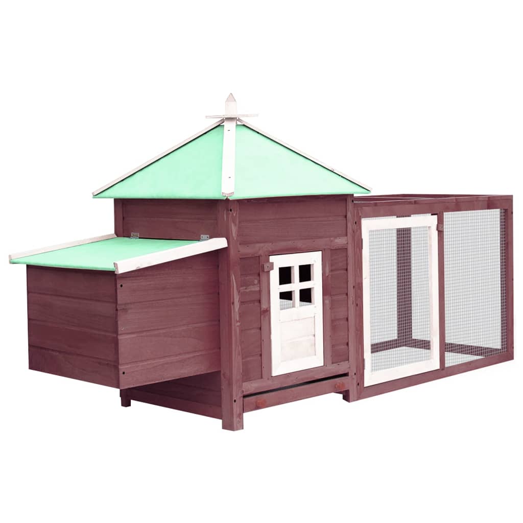 vidaXL Kippenhok met nestkast 190x72x102 massief vurenhout mokkakleur - Aashly