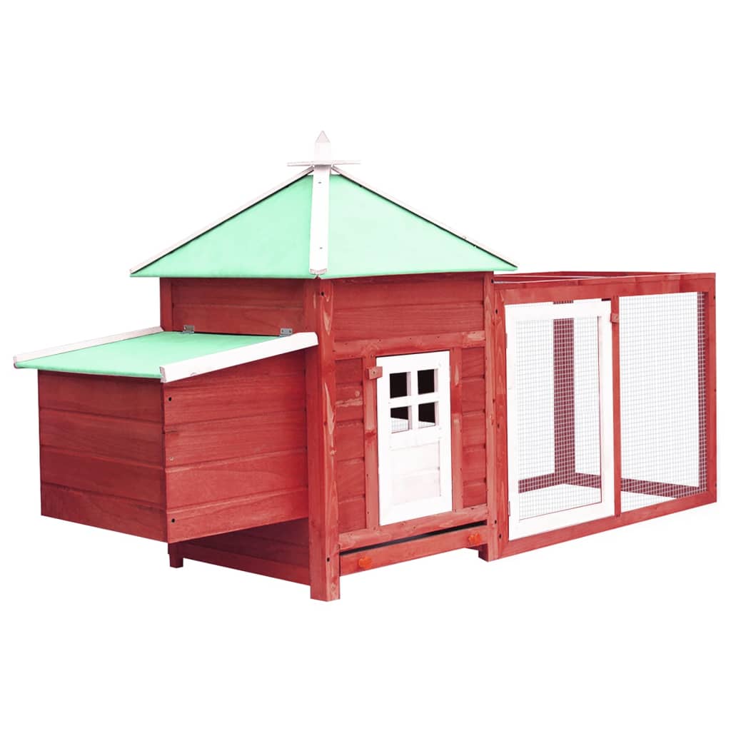 vidaXL Kippenhok met nestkast 190x72x102 massief vurenhout mokkakleur - Aashly