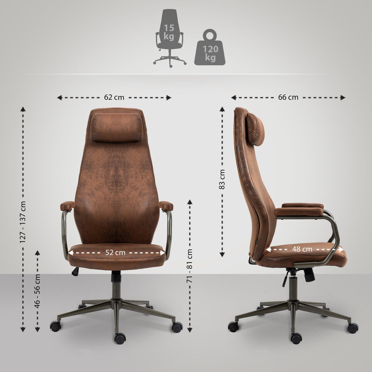 Bureaustoel Pocatello cognac cognac