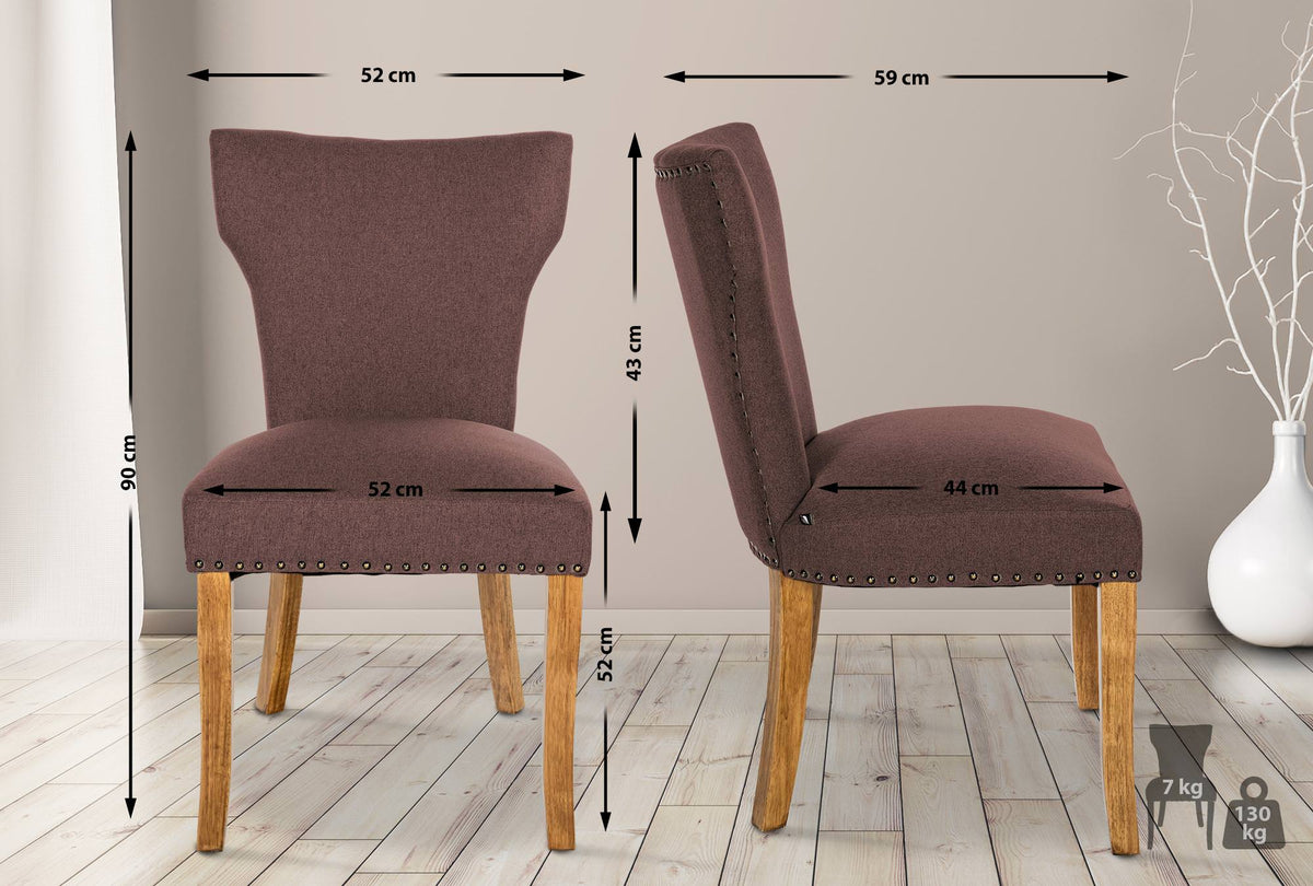 Set van 2 eetkamerstoelen Zadar stof bruin,antiek licht braun