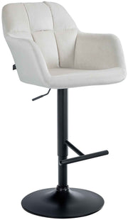 Barkruk Natoma fluweel creme,Metaal mat zwart creme