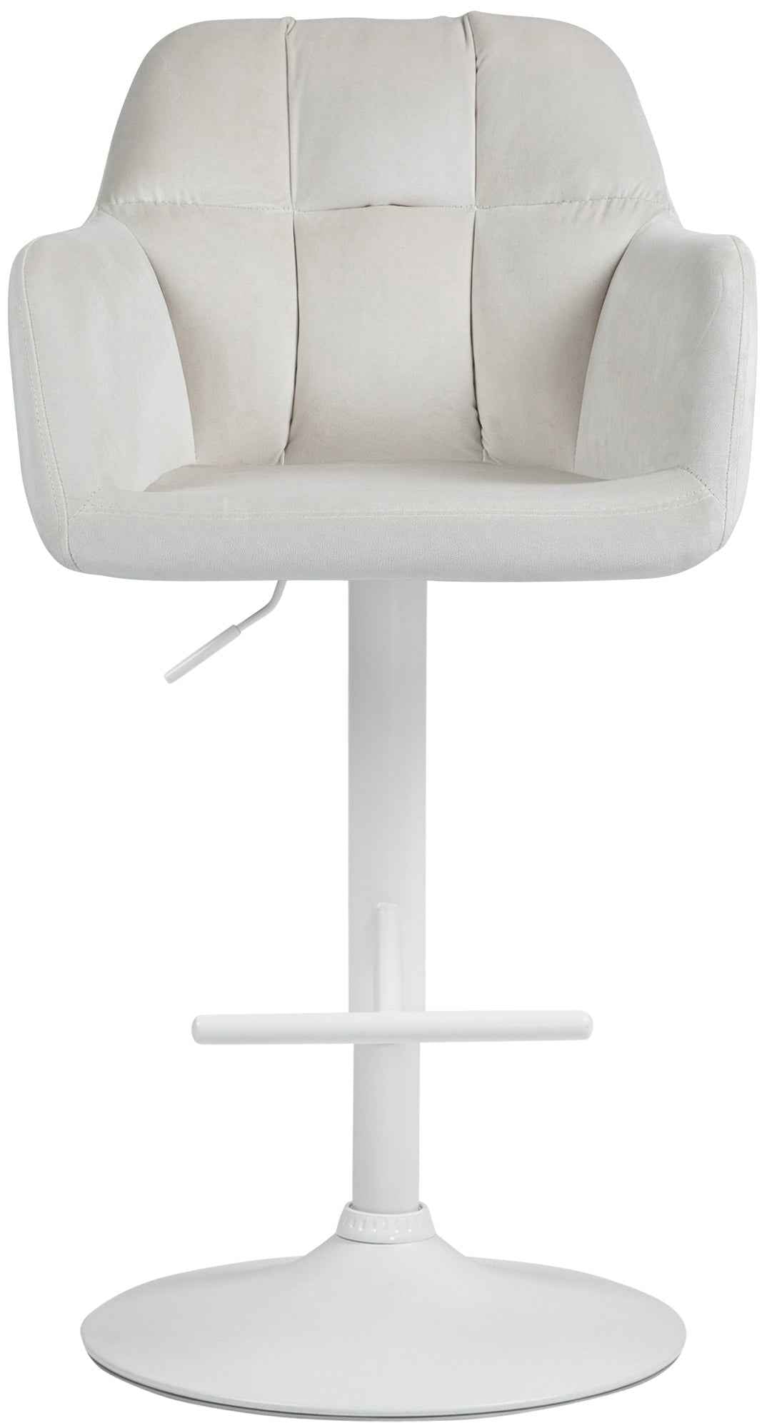 Barkruk Natoma fluweel creme,Metaal mat wit creme
