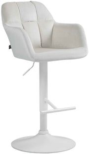 Barkruk Natoma fluweel creme,Metaal mat wit creme
