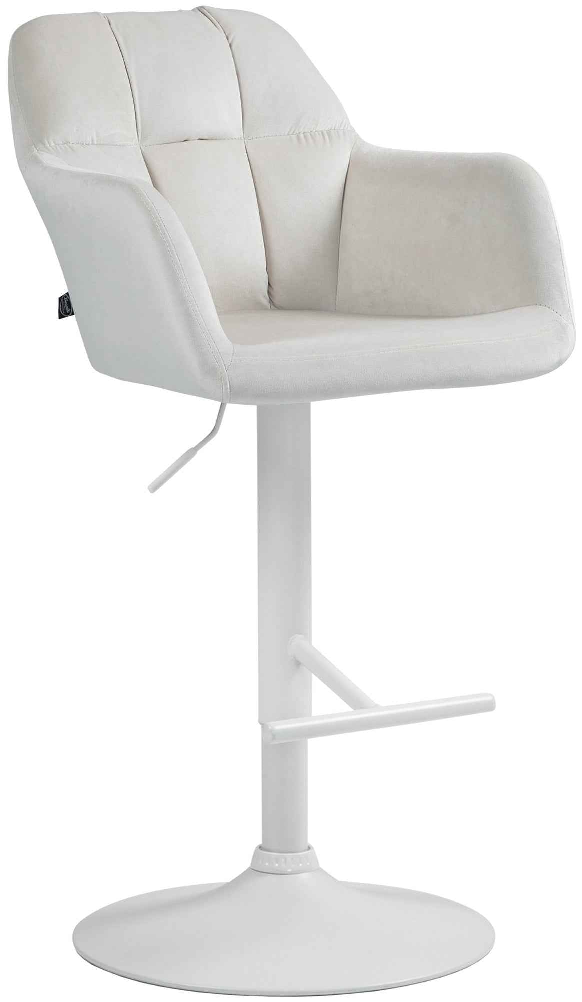 Barkruk Natoma fluweel creme,Metaal mat wit creme